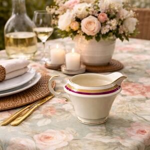 Vintage Syracuse China Old Ivory Creamer Magenta Gold Encrusted Filigree O.P Co.